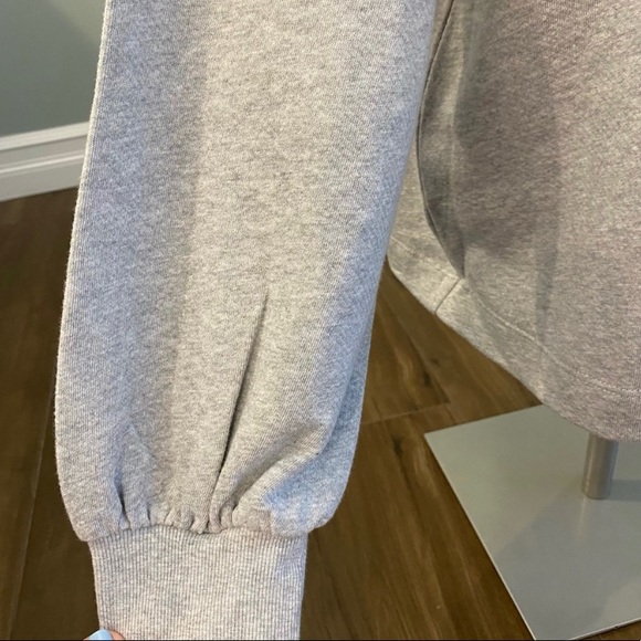 LOFT knit top - gray with pink neck ruffle - size L - Picture 4 of 5